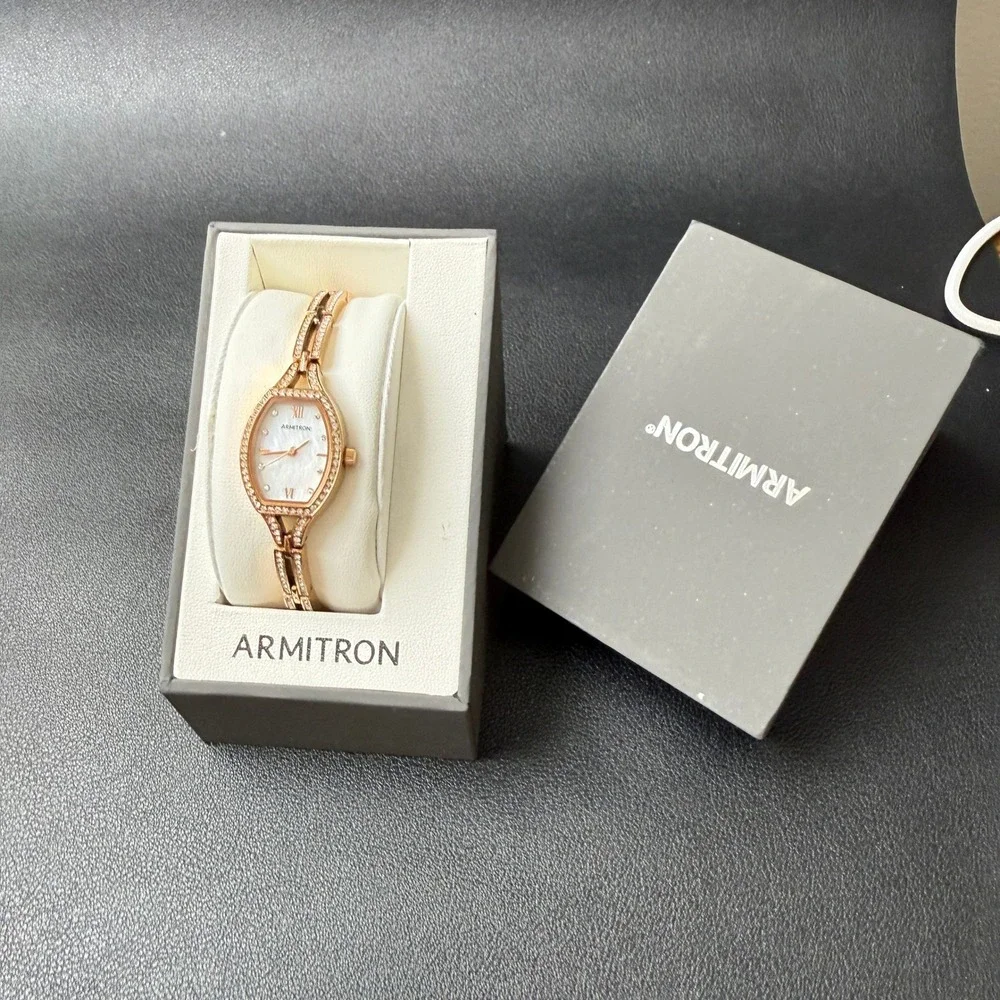 Armitron Women's 75/5902RG Crystal Accented‎ Rose Gold Watch New Battery